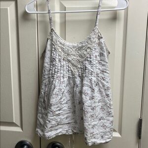 Mudd Cream Floral Lace Tank Top
